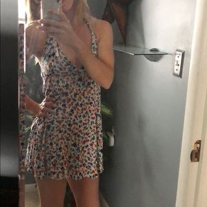 Cross cross back floral mini dress